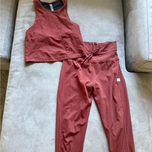 Vuori Women's Maroon Leggings and Crop Top Set